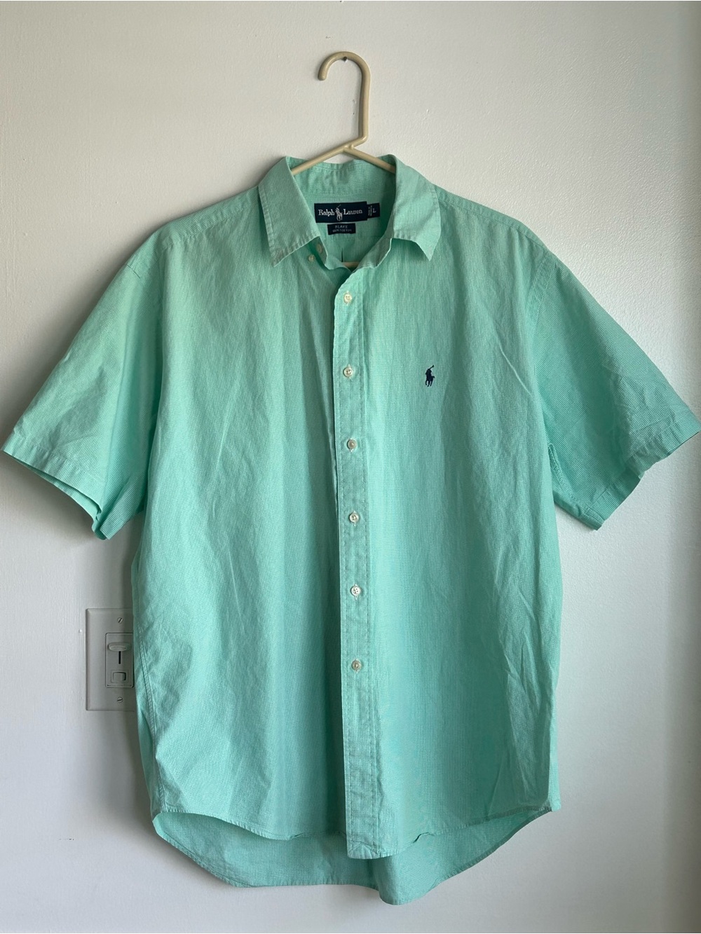 Ralph Lauren Green Check Short Sleeve Button Down Shirt Size XL